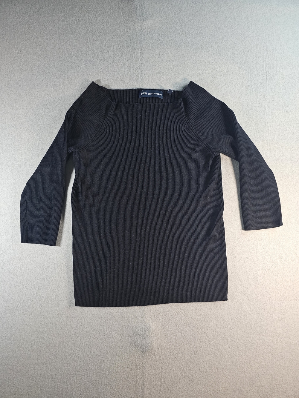 525 America Black Off-Shoulder Rib Knit Top